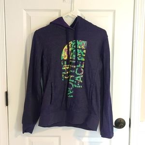North Face women's hooded sweatshirt, Size Medium, Purple cheetah print